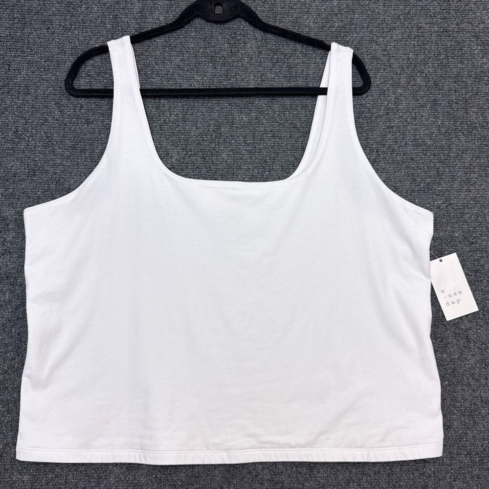NWT A New Day Womens White Tank Top Plus Size 1X Square Neck